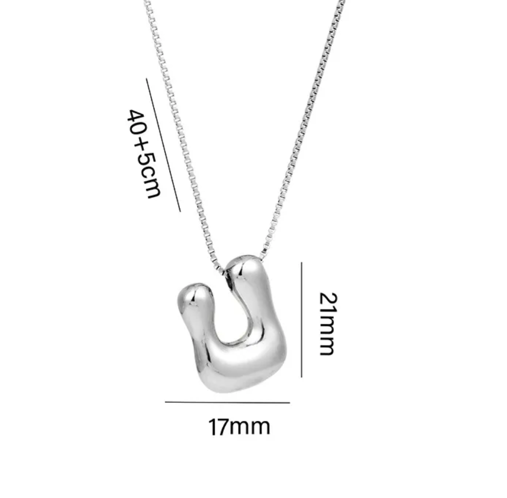 INICIAL LAVA "U" 2.3 CM PLATEADA