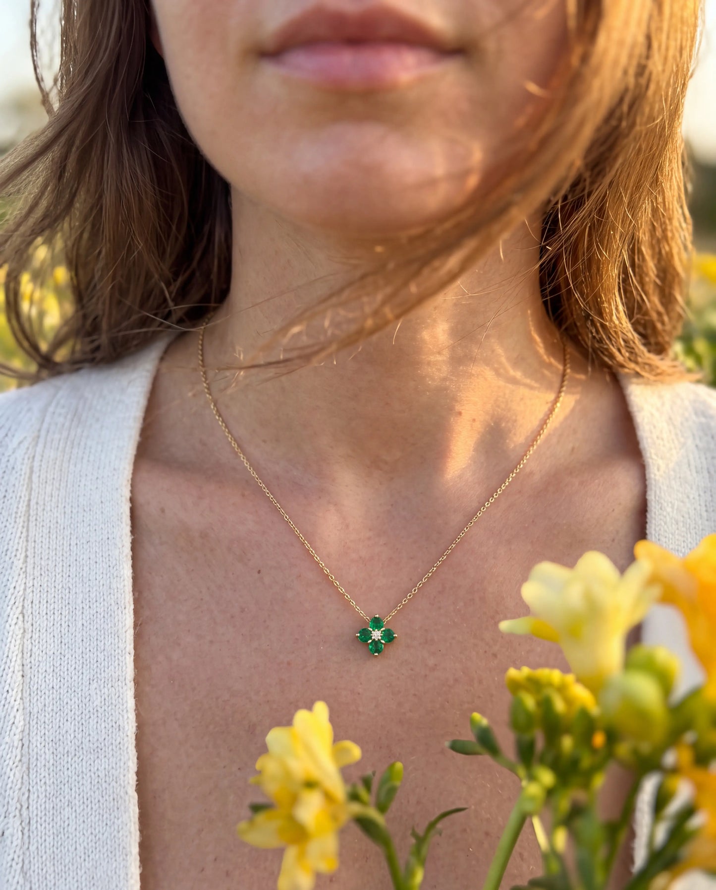 COLLAR TREBOL MINI VERDE