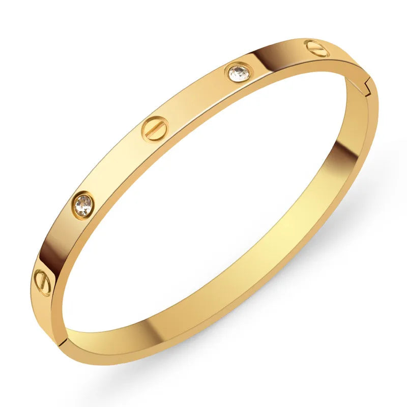 BRAZALETE ACERO CON ZIRCONIA DORADO