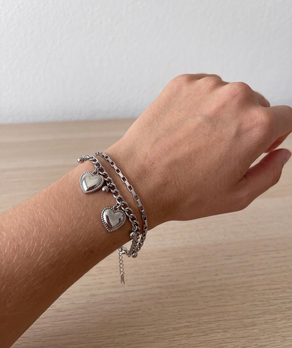 PULSERA TRIPLE CORAZON PLATA