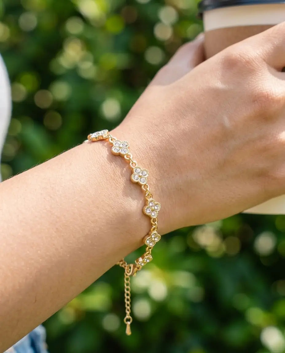 PULSERA ZIRC TREBOL LAMINADO