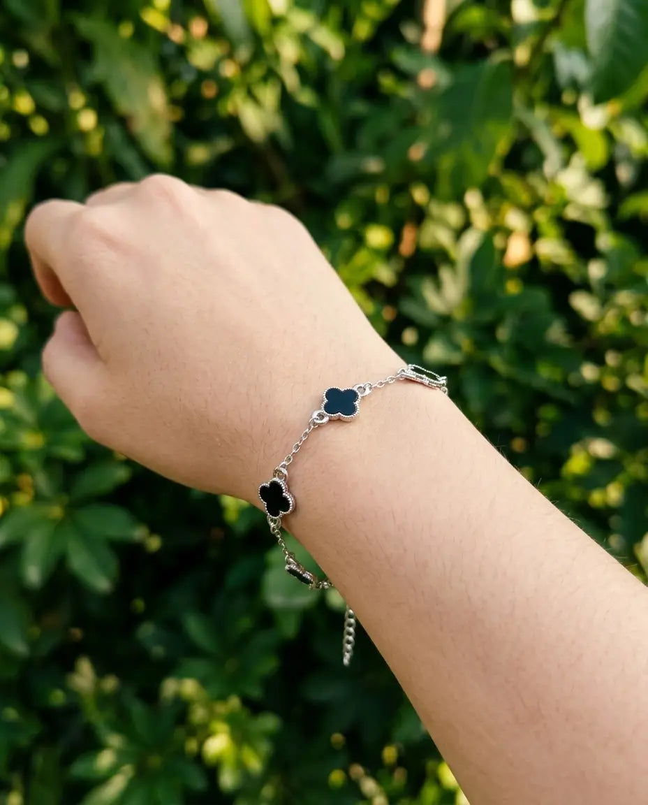 PULSERA TREBOL NEGRO RODIO