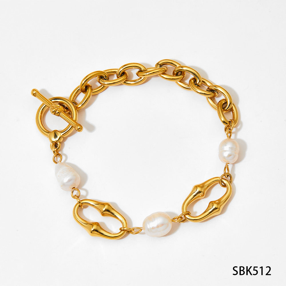 PULSERA PERLA DORADA