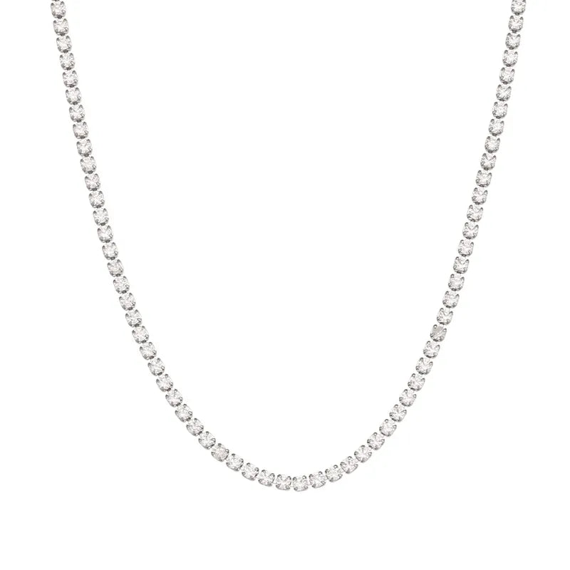 GARGANTILLA ZIRCONIA CUADRO PLATEADA