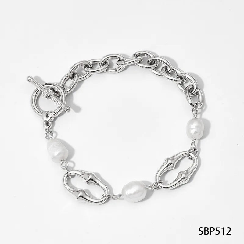 PULSERA PERLA PLATEADA