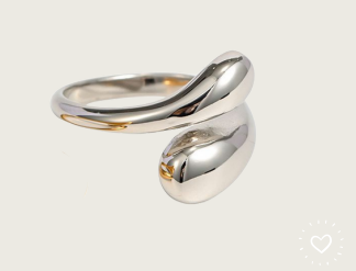 ANILLO DOS GOTAS ACERO PLATA