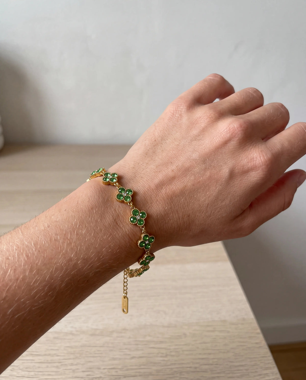 PULSERA TREBOL ZIRC VERDE