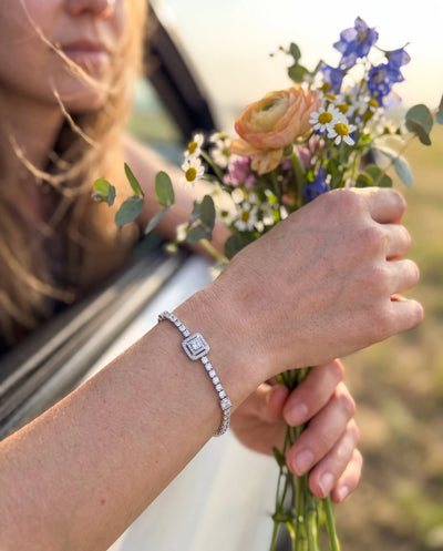 PULSERA TRIPLE ZIRC PLATA