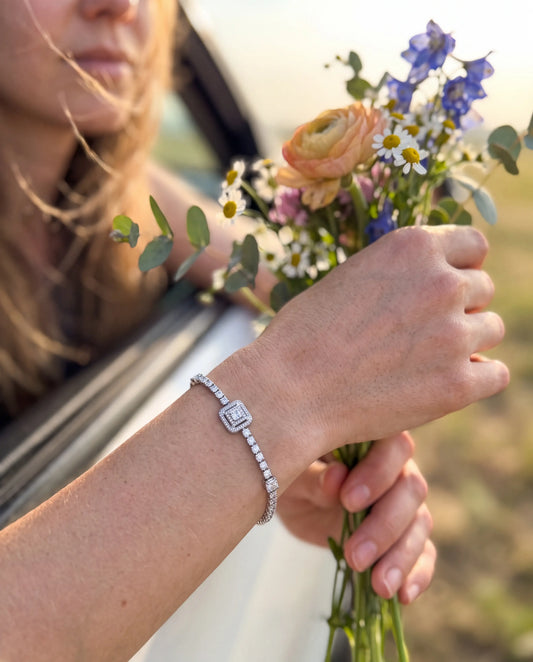 PULSERA TRIPLE ZIRC PLATA
