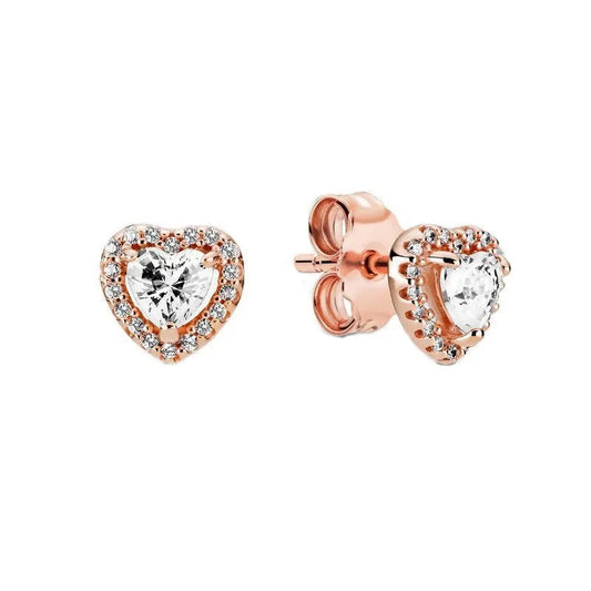 ARETES CORAZÓN ROSE GOLD PLATA .925