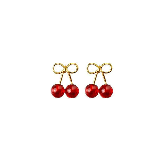 ARETES CEREZA PLATA .925 DORADOS