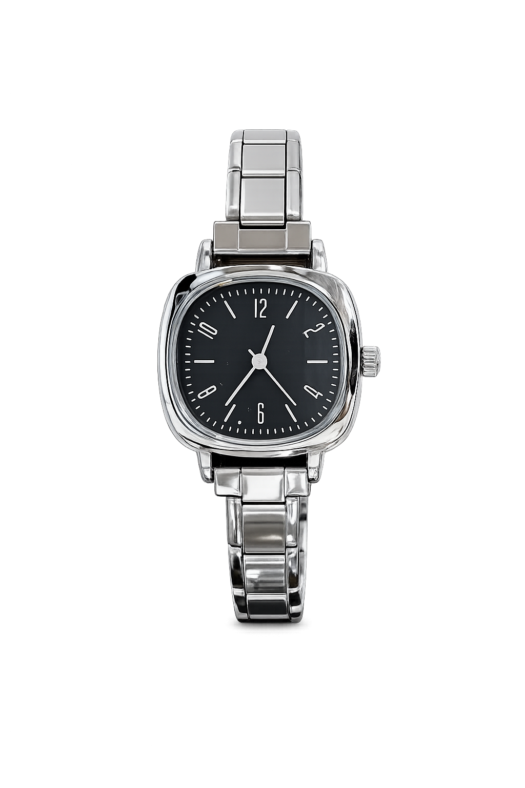 Reloj italiano cuadrado plateado