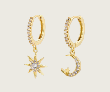 HUGGIE SOL  Y LUNA ZIRCONIA DORADO