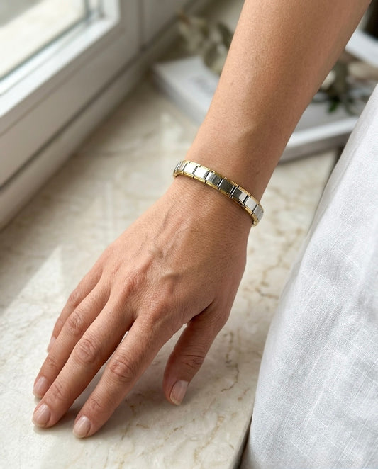PULSERA ITALIANA BICOLOR INVERTIDO