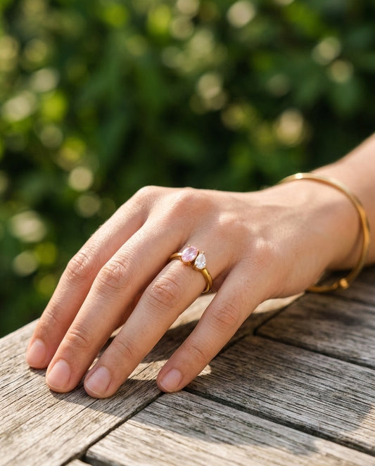 ANILLO RUBI DORADO