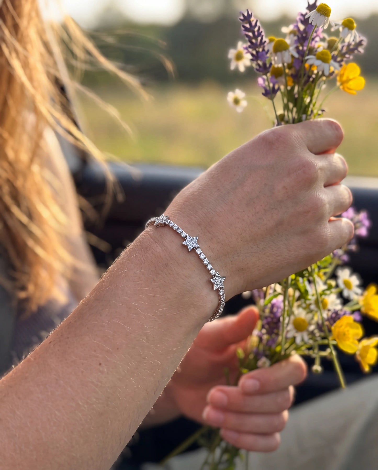 PULSERA TENNIS ESTRELLA PLATA