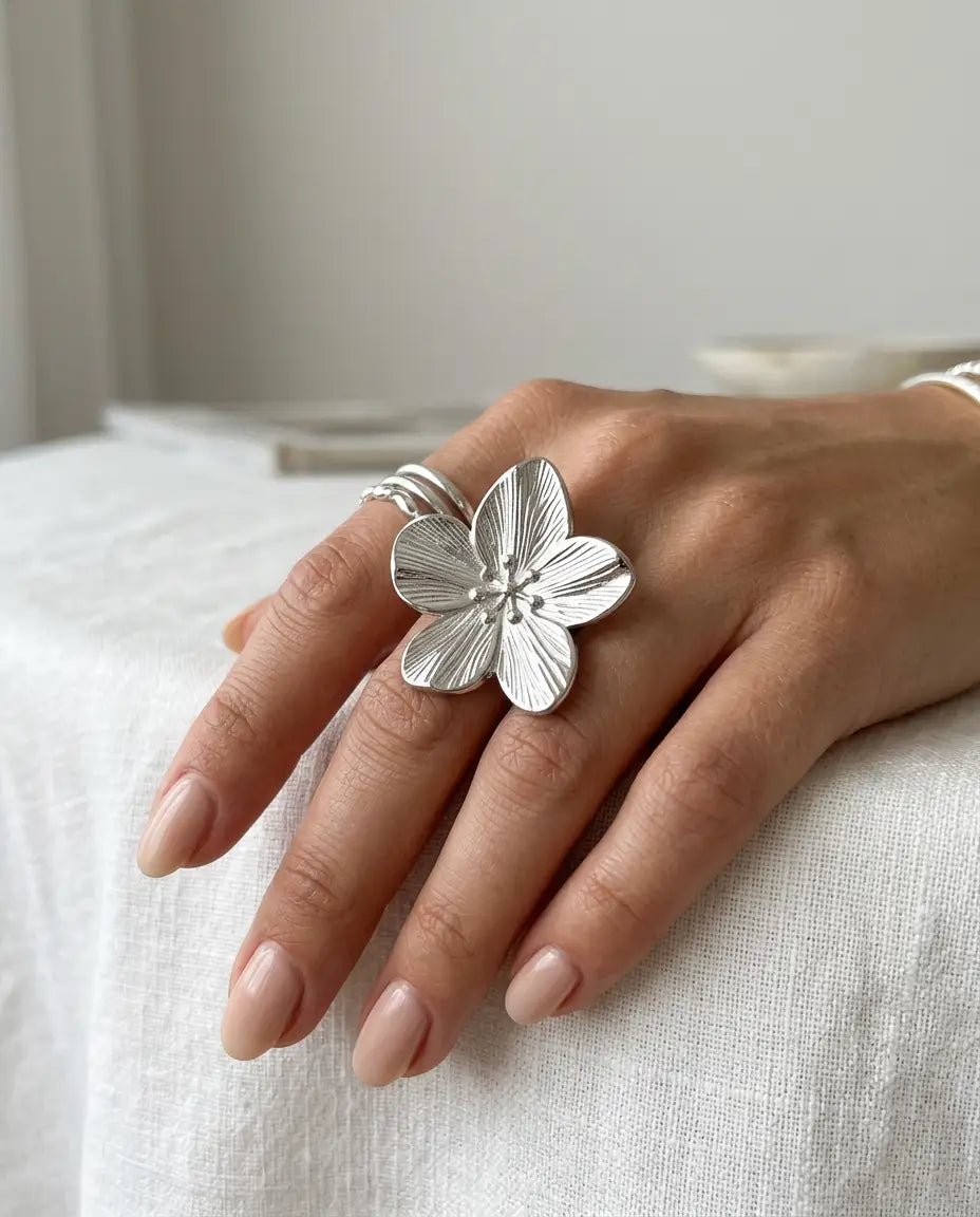 ANILLO FLOR PLATA