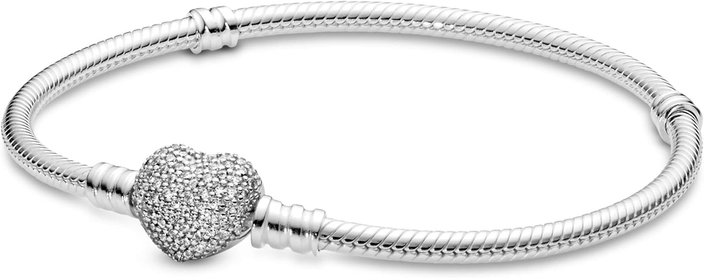 PULSERA CORAZON ZIRCONIA PLATEADA