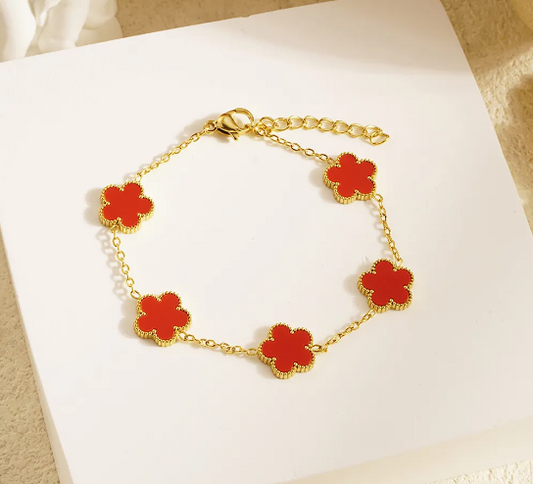 PULSERA FLORES ROJO