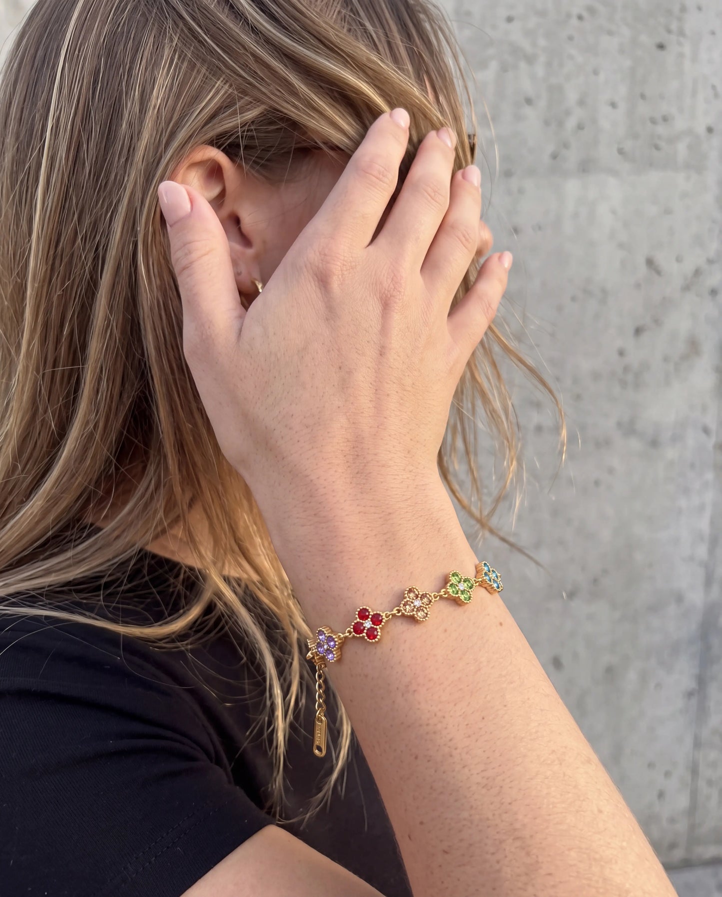 PULSERA TREBOL ZIRC COLORES
