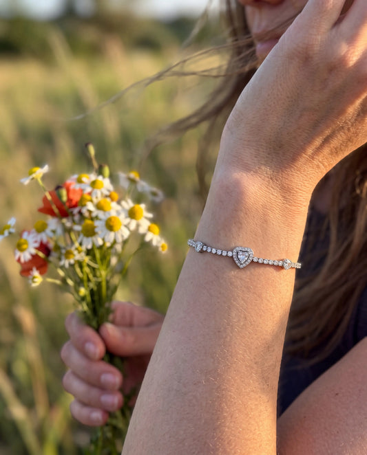 PULSERA TRIPLE CORAZON PLATA