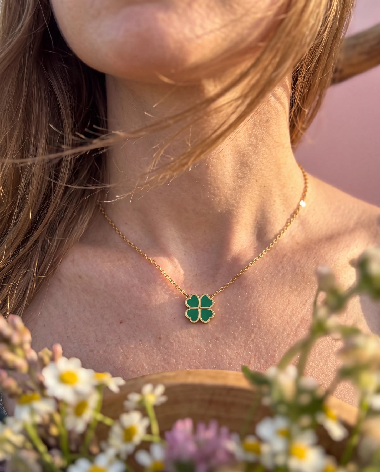 COLLAR TREBOL ACERO