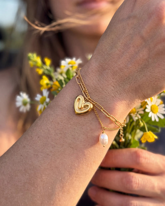 PULSERA CORAZON PERLA