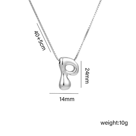 INICIAL LAVA "P" 2.3 CM PLATEADA