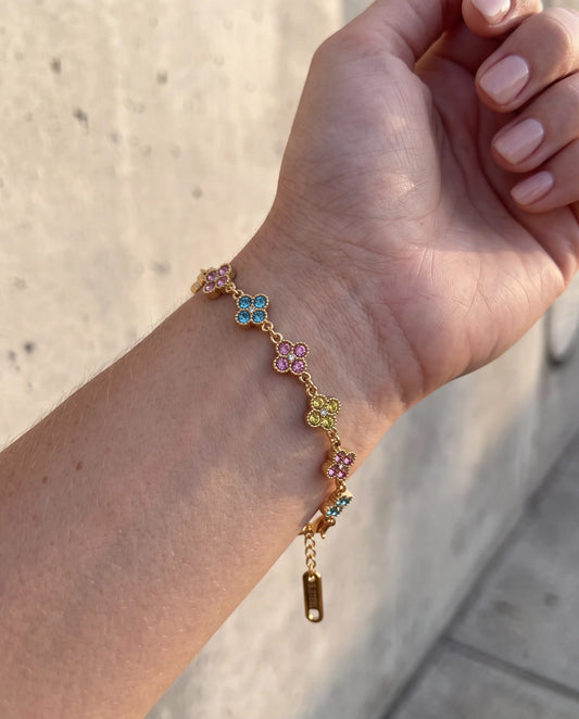 PULSERA TREBOL ZIRC FLOR