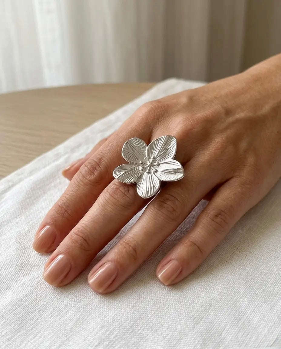 ANILLO FLOR PLATA