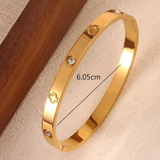 BRAZALETE TREBOL 4 HOJAS DORADO