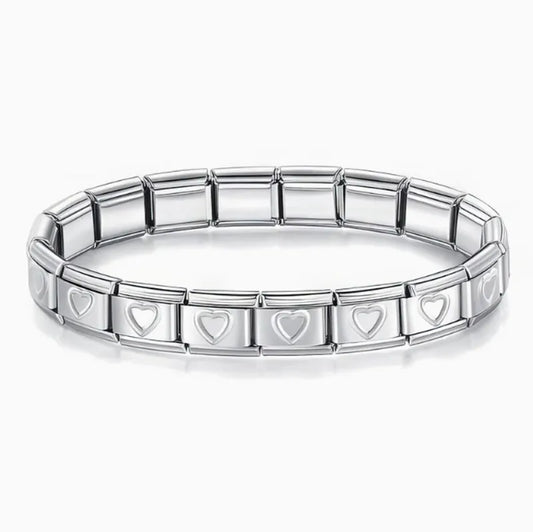 PULSERA ITALIANA CORAZON PLATEADA