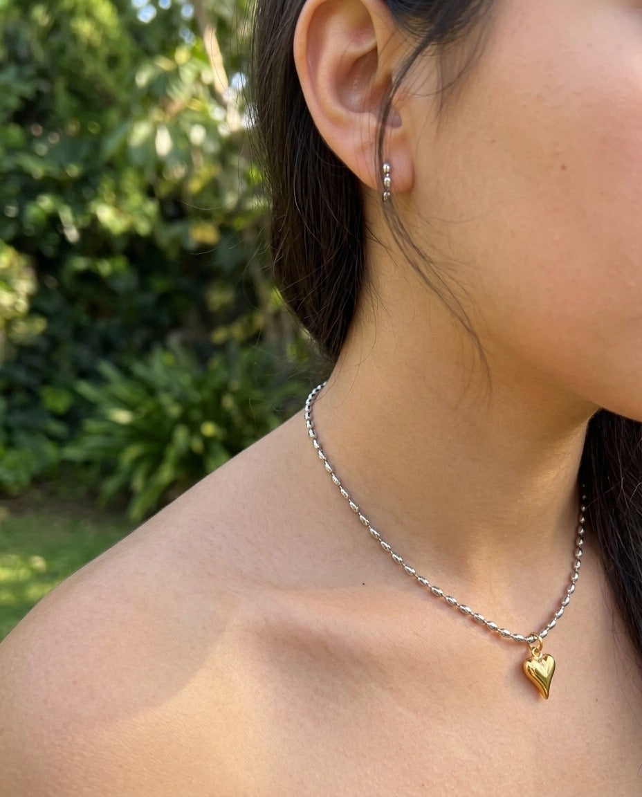 COLLAR CORAZON CADENA BICOLOR