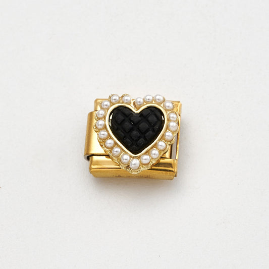 CHARM CORAZON PERLITA NEGRO