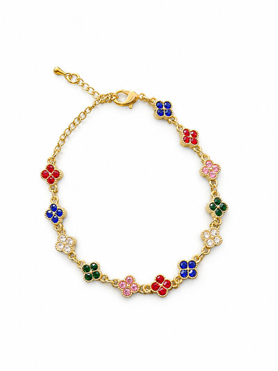 PULSERA TREBOL ZIRC COLORES