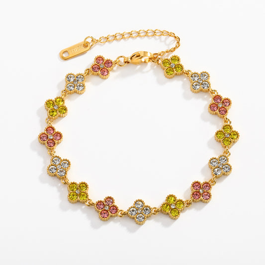 PULSERA TREBOL ZIRC FLOR