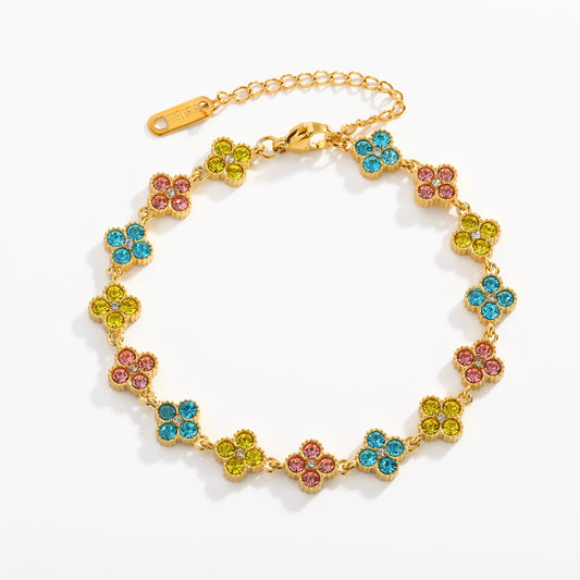 PULSERA TREBOL ZIRC COLORES