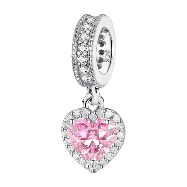 CHARM CORAZON ZIRCONIA ROSA