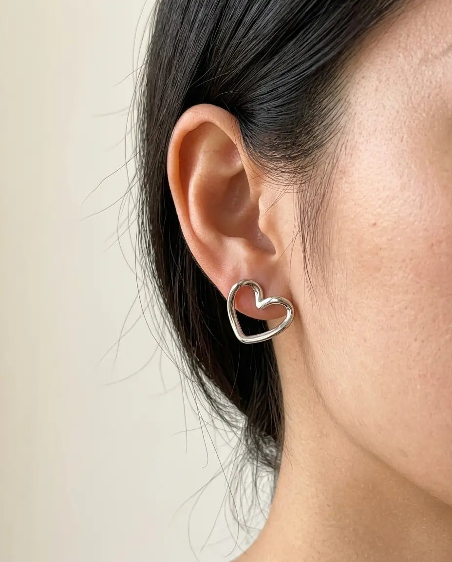 ARETE LISTON CORAZON PLATEADOS