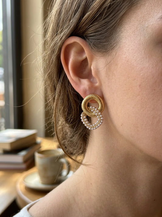 ARETE PERLA DORADA