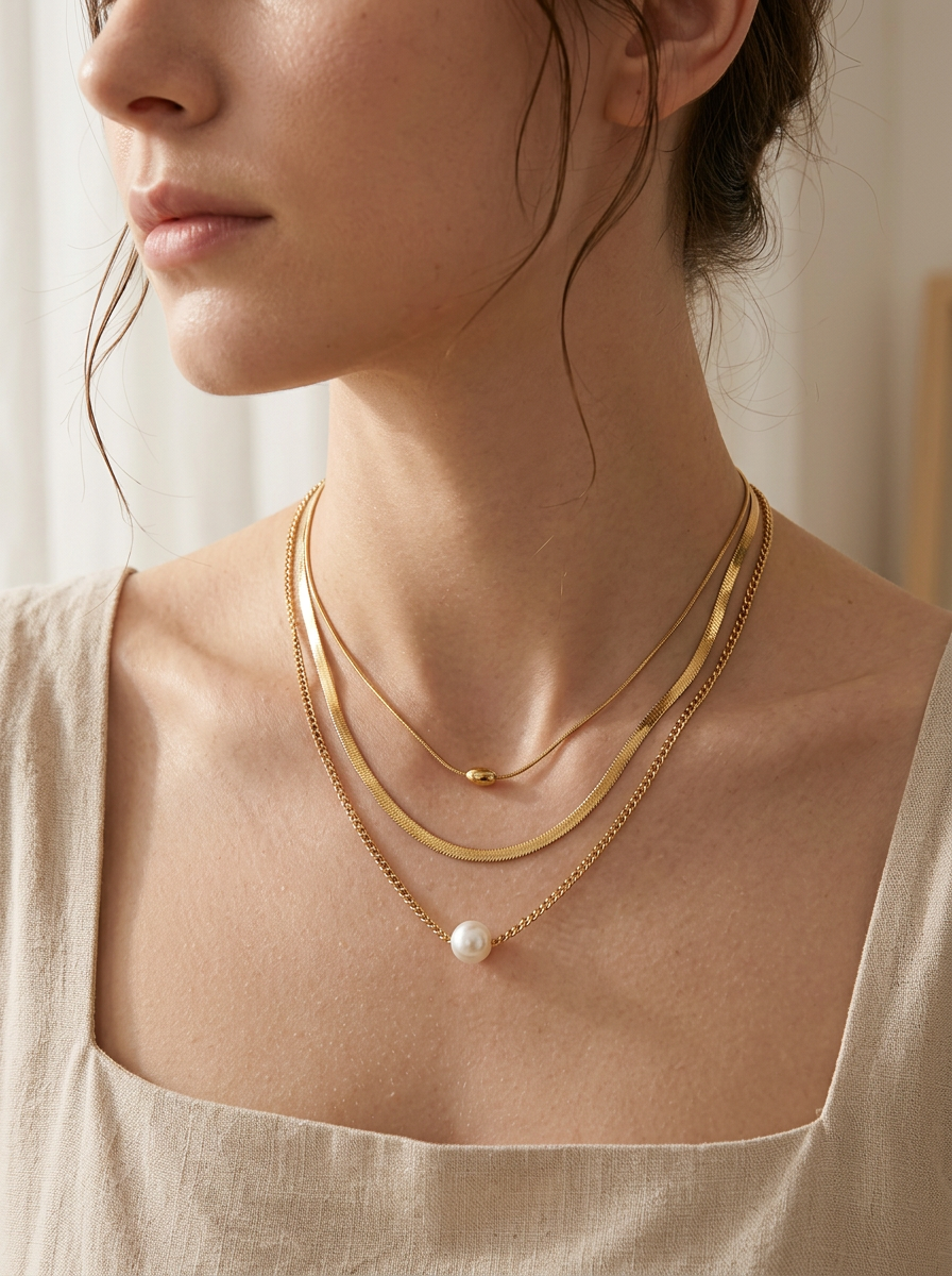 CADENA TRIPLE PERLA