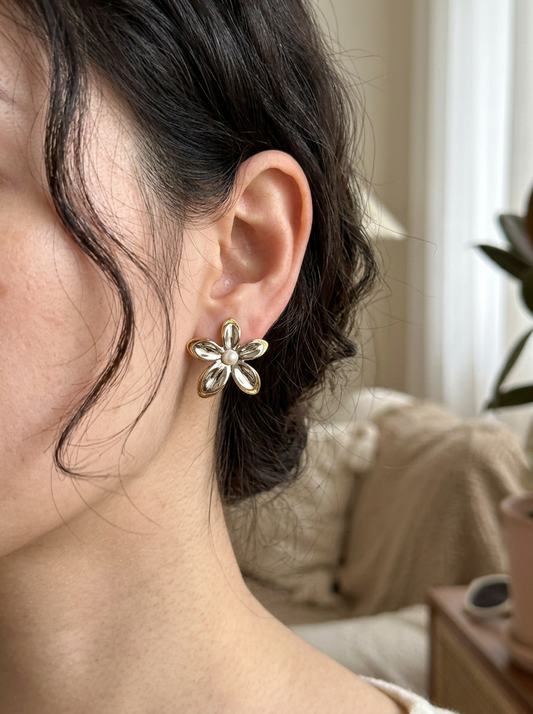 ARETE FLOR ACERO BICOLOR