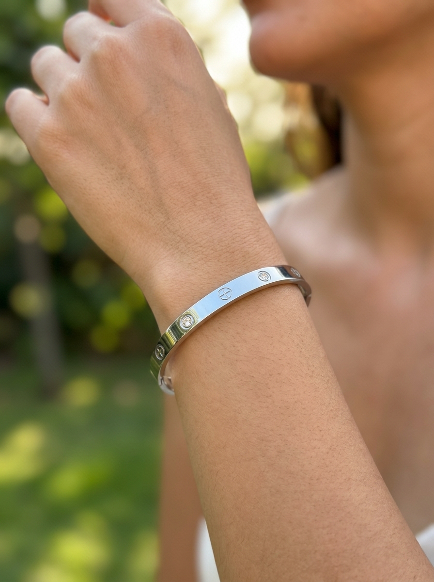 BRAZALETE ACERO CON ZIRCONIA PLATEADO
