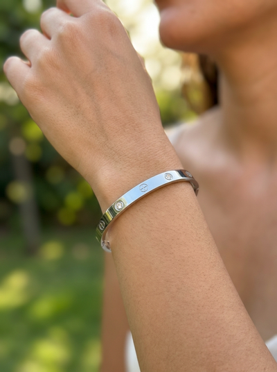 BRAZALETE ACERO CON ZIRCONIA PLATEADO