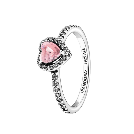 ANILLO CORAZON ELEVADO ROSA PLATA .925