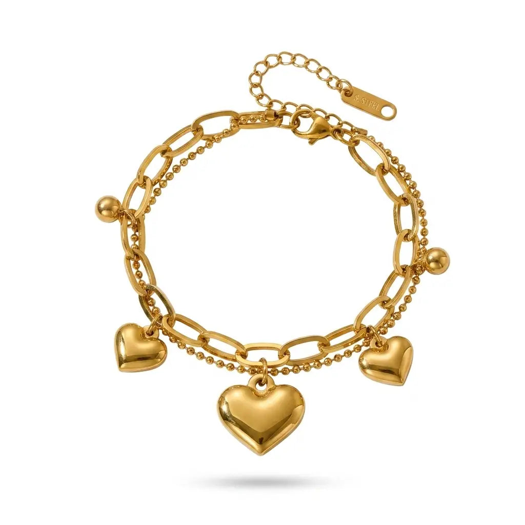 BRAZALETE CORAZONES DORADO