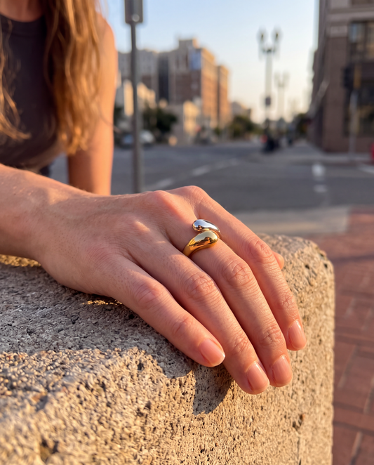 ANILLO DOS GOTAS BICOLOR