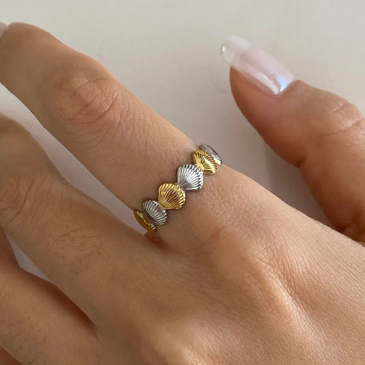 ANILLO CONCHA BICOLOR