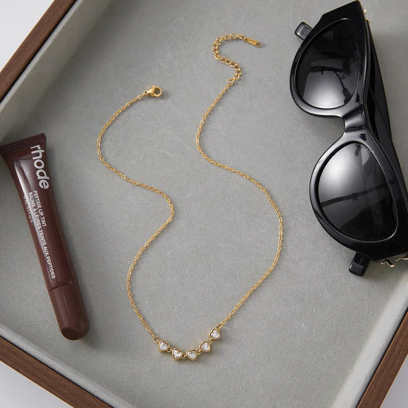 CADENA CORAZONES ZIRCONIA