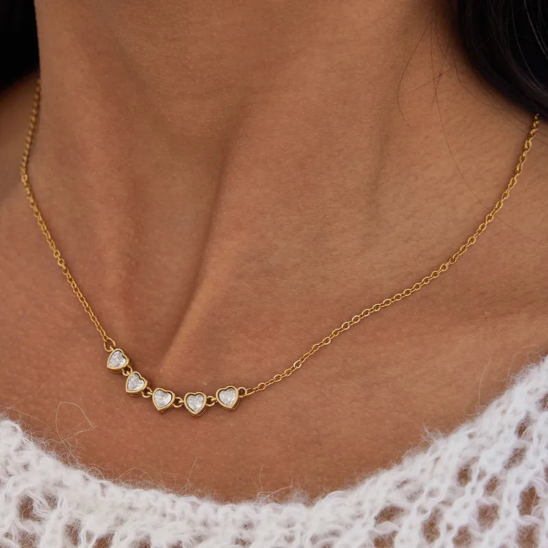 CADENA CORAZONES ZIRCONIA